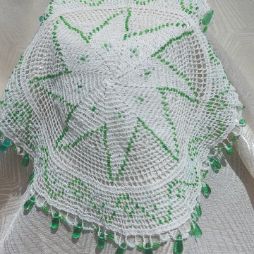 Handmade Crochet Beads Doilie - Green