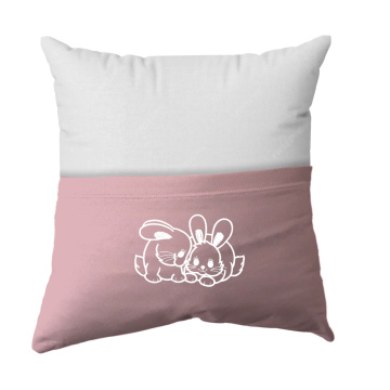 Cushion Cover -  Handmade Reading Scatter Cushion / Pillow Cover - White and Baby Pink Pocket