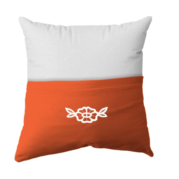 Cushion Cover -  Handmade Reading Scatter Pillow Cover - White and Orange Pocket