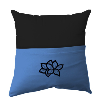 Cushion Cover -  Handmade Reading Scatter Cushion / Pillow Cover - Black and Pale Blue Pocket