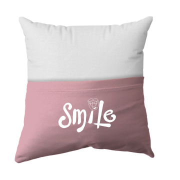 Cushion Cover -  Handmade Reading Scatter Cushion / Pillow Cover - White and Baby Pink Pocket