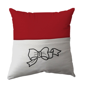Cushion Cover -  Handmade Reading Scatter Cushion / Pillow Cover - Red with White pocket