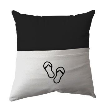 Cushion Cover -  Handmade Reading Scatter Cushion / Pillow Cover - Black and White Pocket