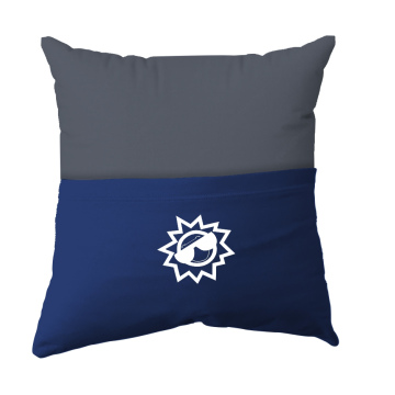 Cushion Cover -  Handmade Reading Scatter Cushion / Pillow Cover - Charcoal Grey and Royal Blue Pocket