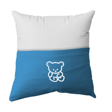 Cushion Cover -  Handmade Reading Scatter Cushion / Pillow Cover - White and Turqoise Blue Pocket