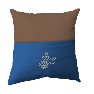 Cushion Cover -  Handmade Reading Scatter Cushion / Pillow Cover - Dark Khaki and Pale Blue Pocket