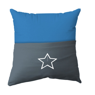 Cushion Cover -  Handmade Reading Scatter Cushion / Pillow Cover - Turqoise Blue and Dark Grey Pocket