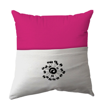 Cushion Cover -  Handmade Reading Scatter Cushion / Pillow Cover - Pink and White Pocket