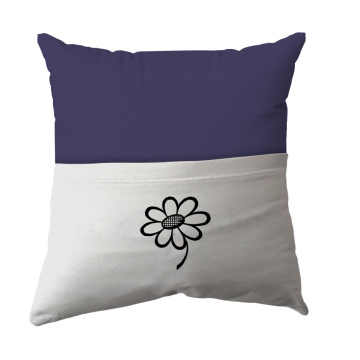 Cushion Cover -  Handmade Reading Scatter Cushion / Pillow Cover - Dark Purple and White Pocket