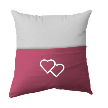 Cushion Cover -  Handmade Reading Scatter Cushion / Pillow Cover - White and Bright Pink Pocket