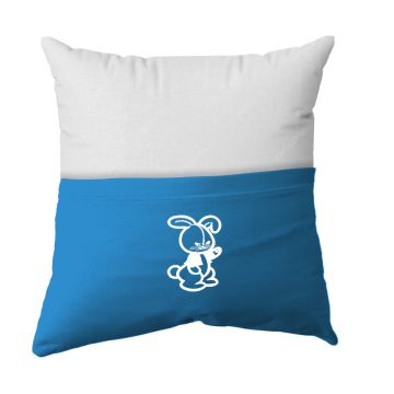 Cushion Cover -  Handmade Reading Scatter Cushion / Pillow Cover - White and Turqoise Blue Pocket