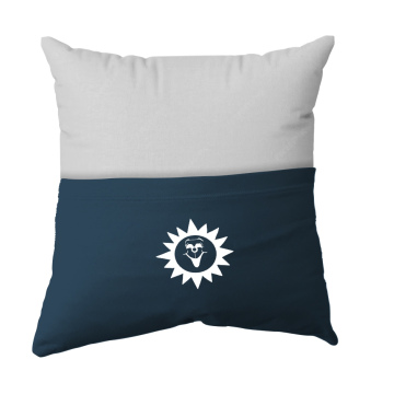 Cushion Cover -  Handmade Reading Scatter Cushion / Pillow Cover - White and Dark Blue Pocket