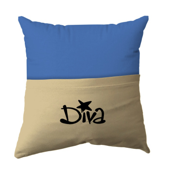 Cushion Cover -  Handmade Reading Scatter Cushion / Pillow Cover - Pale Blue and Cream Pocket