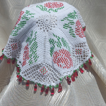 Handmade Crochet Beads Doilie - Roses