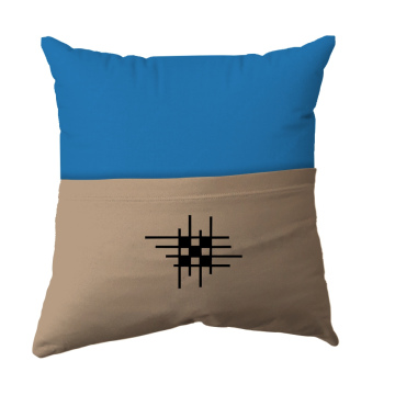 Cushion Cover -  Handmade Reading Scatter Cushion / Pillow Cover - Turqoise Blue and Stone Brown Pocket