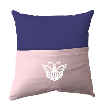 Cushion Cover -  Handmade Reading Scatter Cushion / Pillow Cover - Purple and Baby Pink Pocket