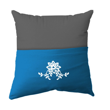 Cushion Cover -  Handmade Reading Scatter Cushion / Pillow Cover - Dark Grey and Turqoise Pocket