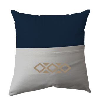 Cushion Cover -  Handmade Reading Scatter Cushion / Pillow Cover - Dark Blue and White Pocket
