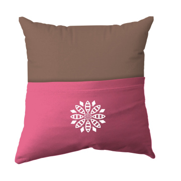 Cushion Cover -  Handmade Reading Scatter Cushion / Pillow Cover - Khaki Brown and Pink Pocket