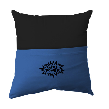Cushion Cover -  Handmade Reading Scatter Cushion / Pillow Cover - Black and Blue Pocket